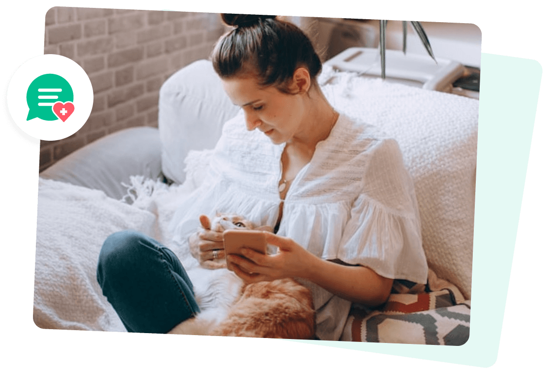 Woman chatting with a licensed vet through the Wag! app